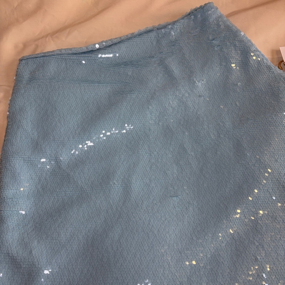 NEW! The Frankie Shop- Gloria Sequin One Shoulder Dress Size Small Sky Blue - Picture 3 of 10